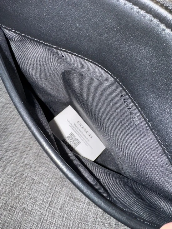 Coach Kitt Messenger Crossbody Salt Black Woven Jacquard Leather Trim Small Bag - Picture 12 of 17